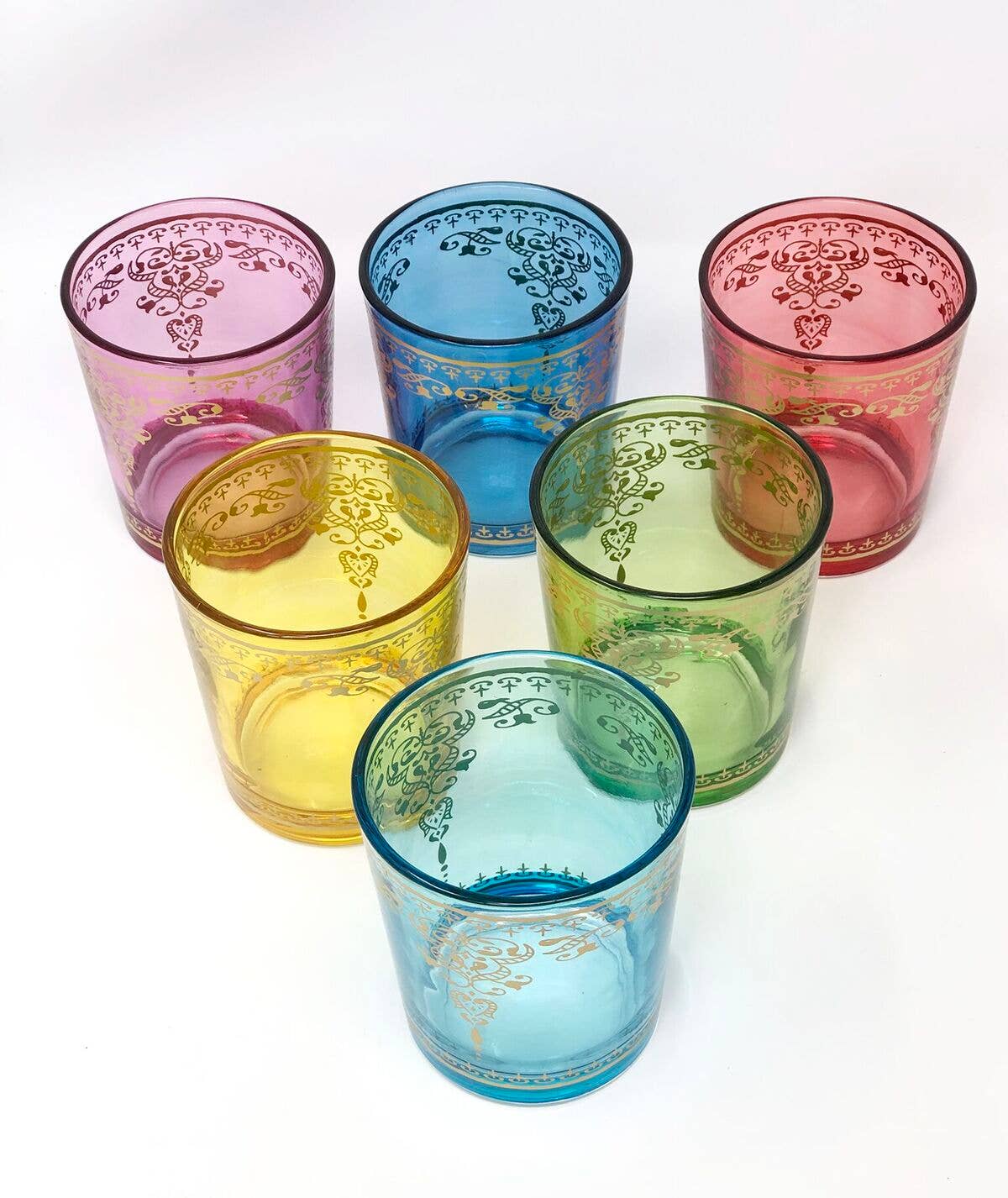 Assorted Colorful Glasses- Set of 6