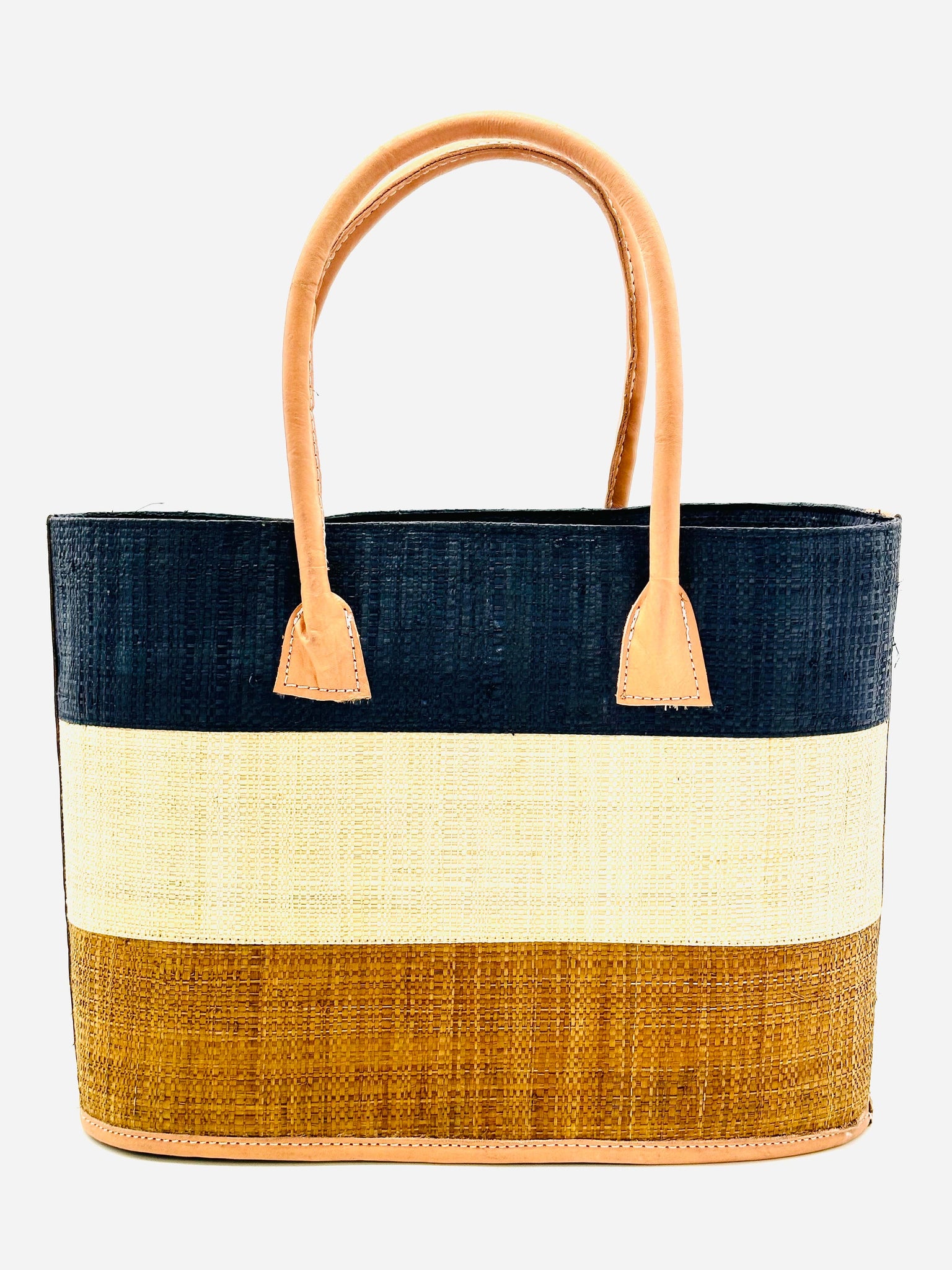 Santorini Color Block Straw Basket Bag Handbag