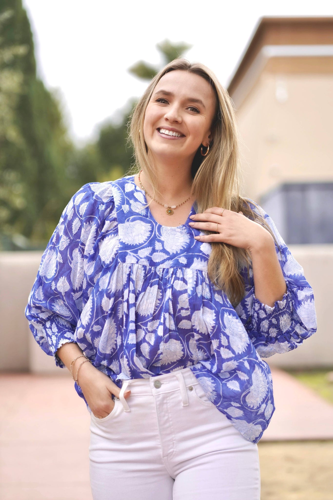 Anjou Top O/S Navy White