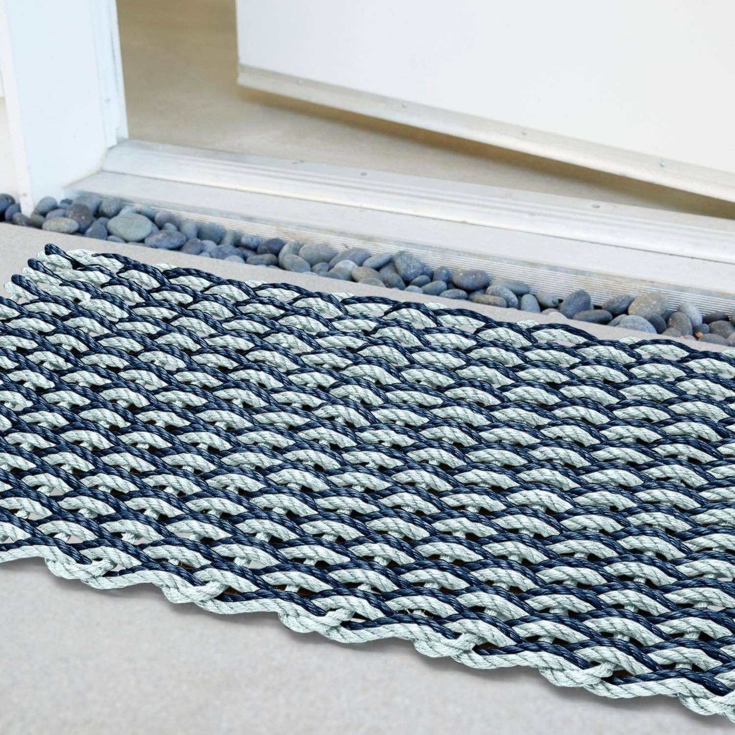 Rope Outdoor Doormat: Navy & Seafoam