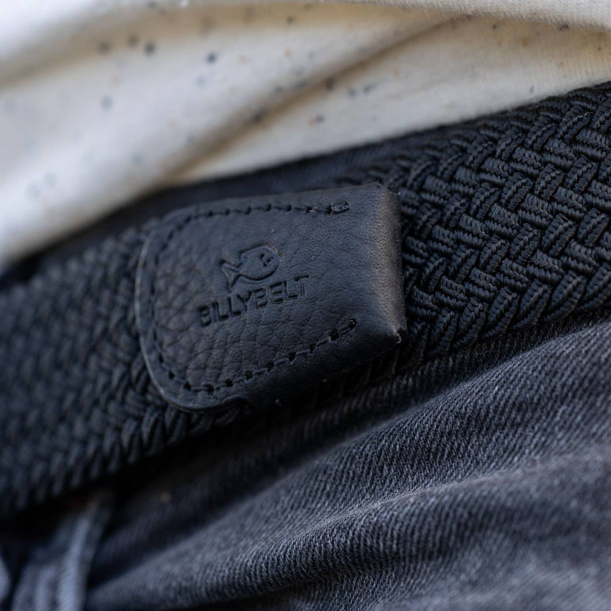 All black elastic braided belt