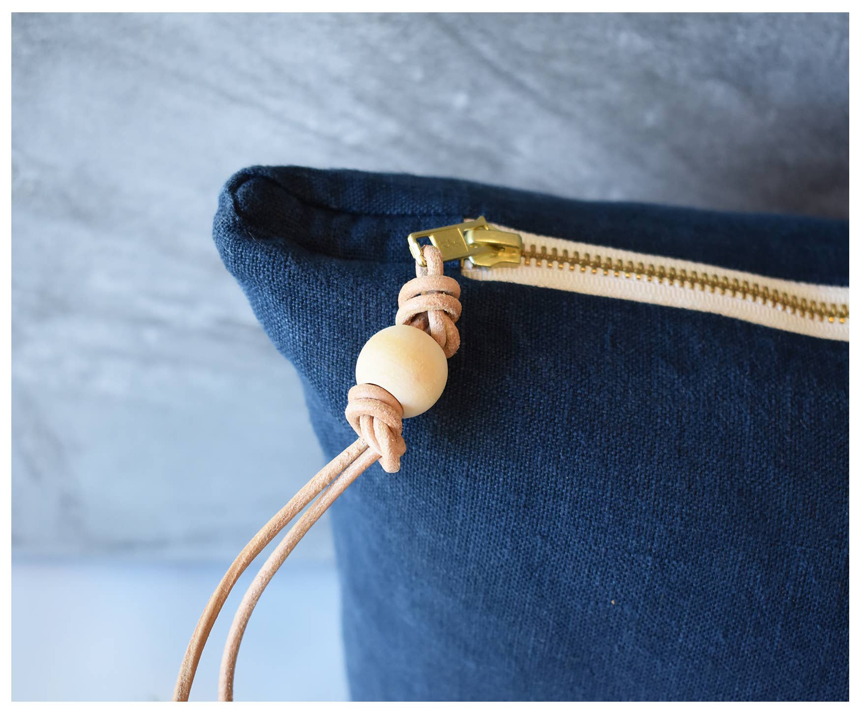 Blue Washed Linen Pillow- Lumbar