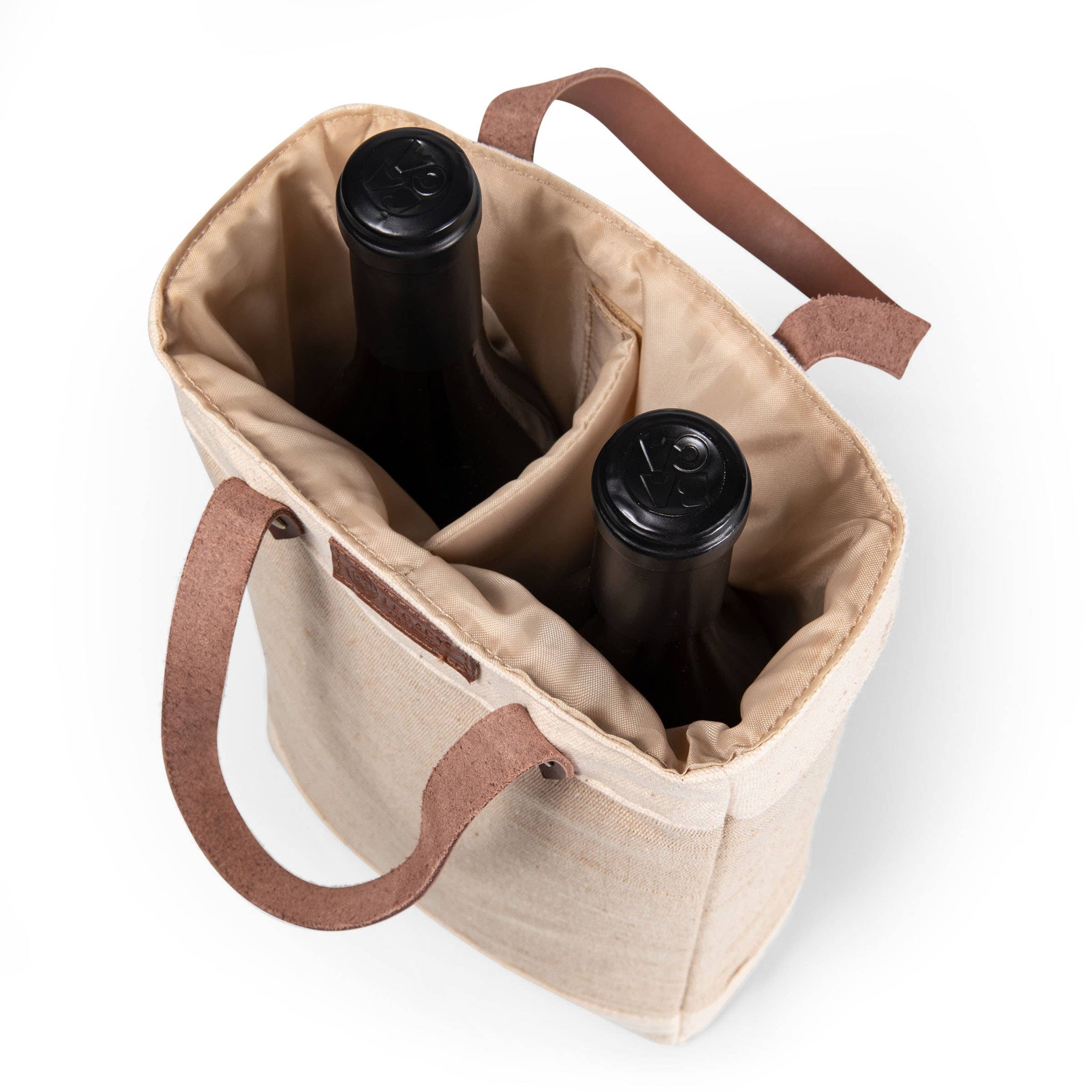 Jute 2 Bottle Insulated Wine Bag
