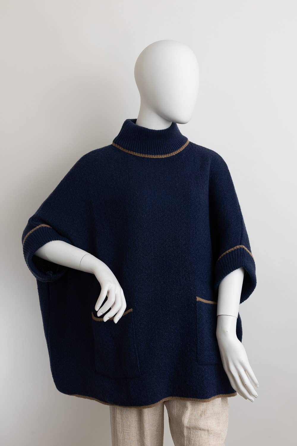 Cozy Turtle Neck Poncho With Arm Holes