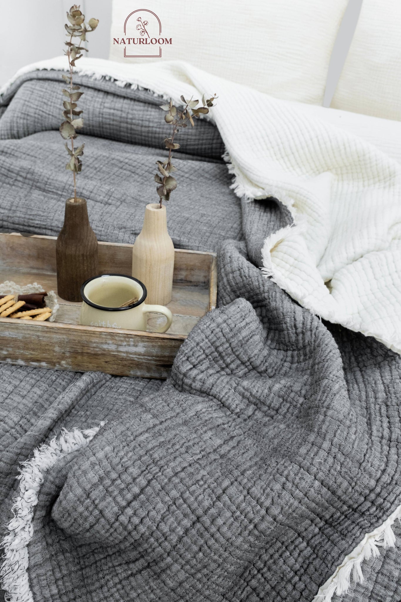 6 Layer Organic GOTS Certified Muslin Quilt - Natural Comfort, Breathable & Cozy Year Round