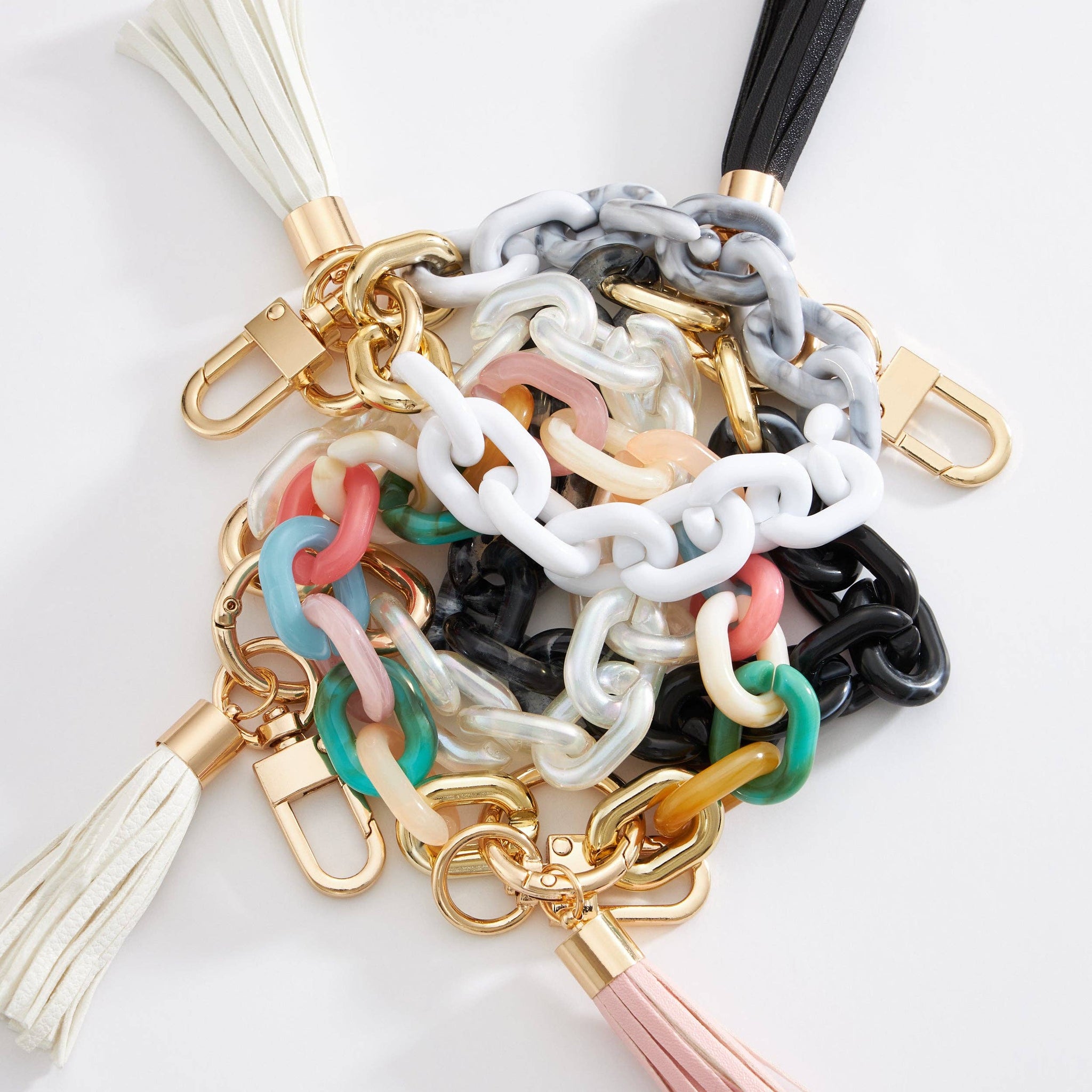 Two Tone Mixed Resin Chain Keychains