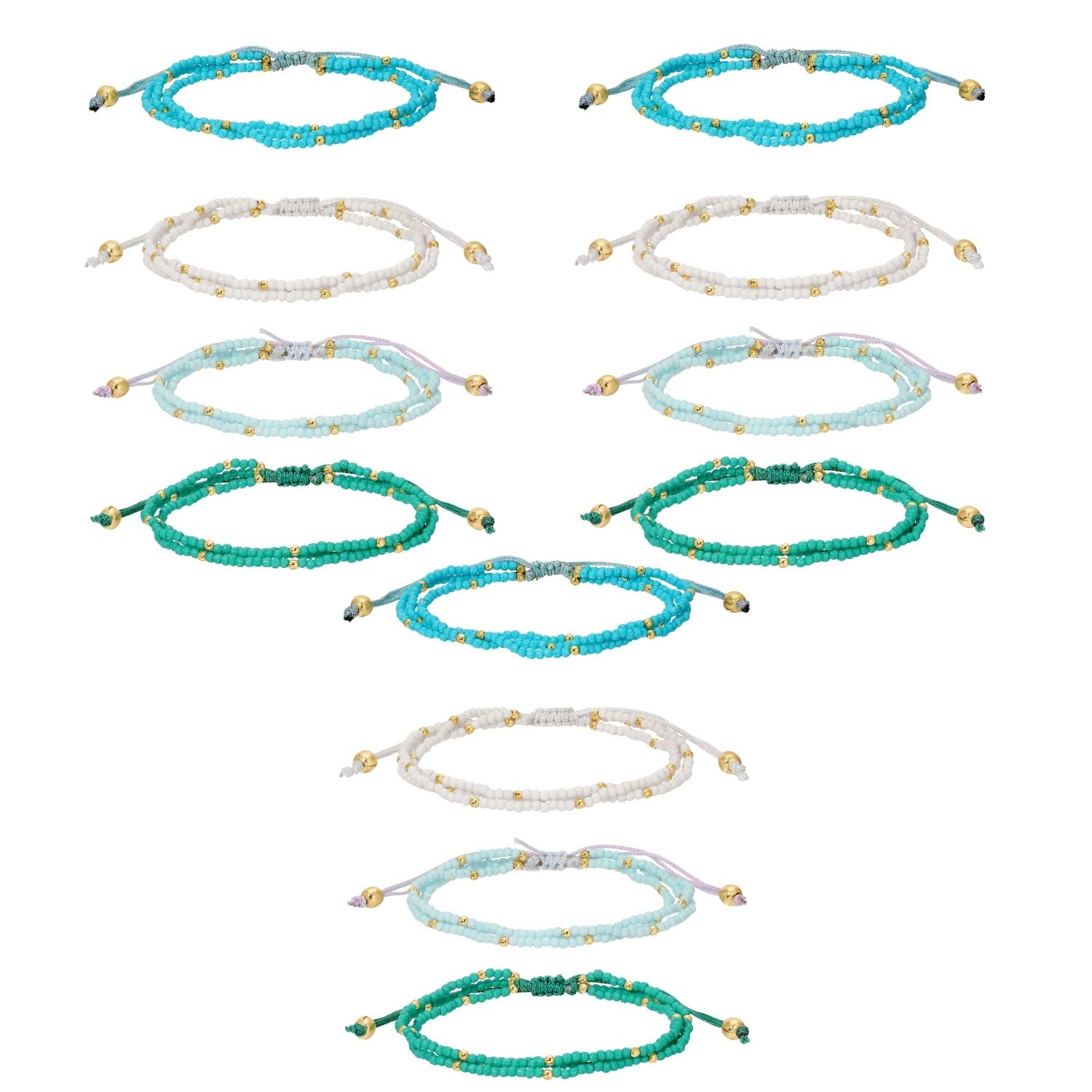 Triple Adustable Seed Bead Bracelets