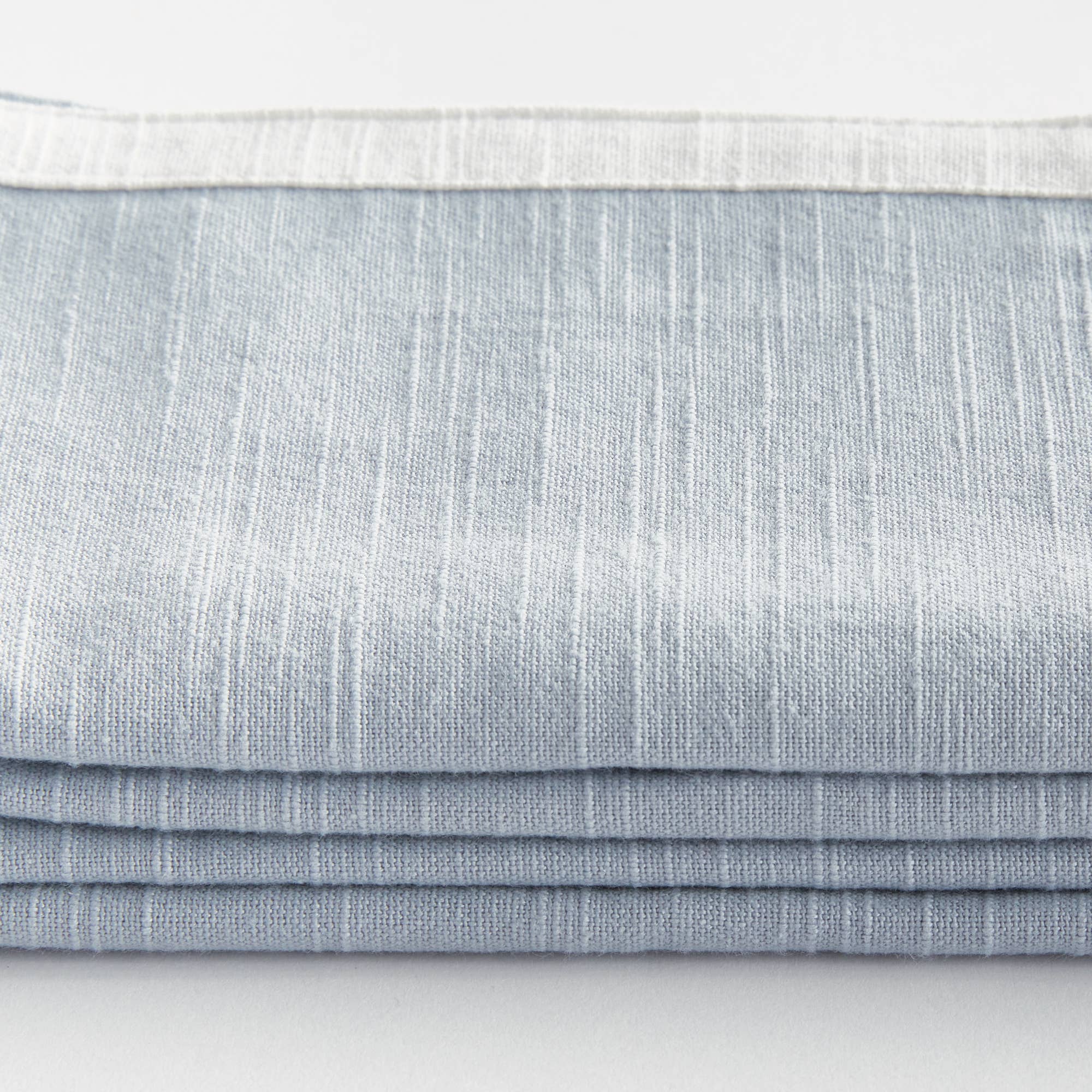 Blue Linen Dinner Napkins with White Edge- Set of 4