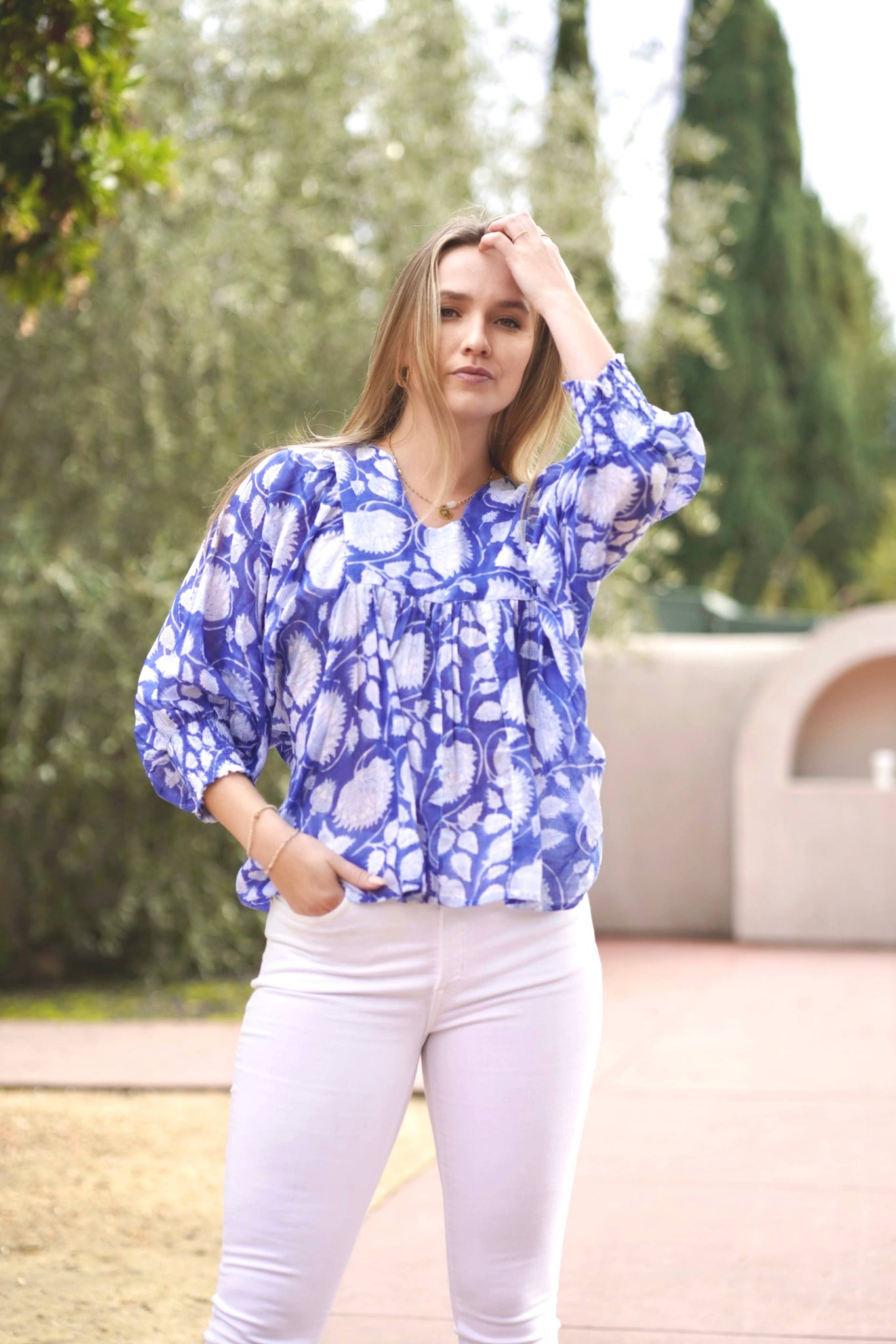 Anjou Top O/S Navy White