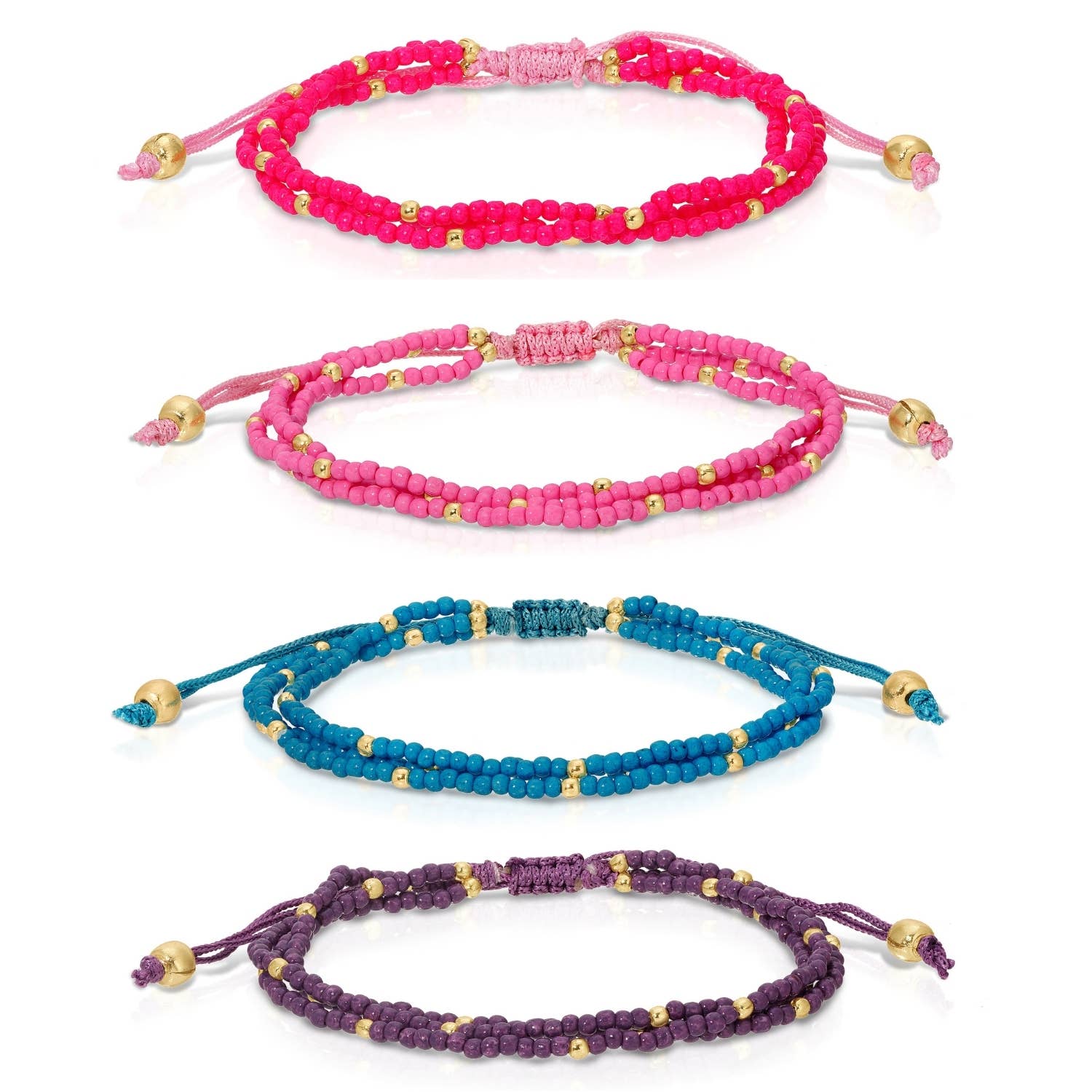Triple Adustable Seed Bead Bracelets