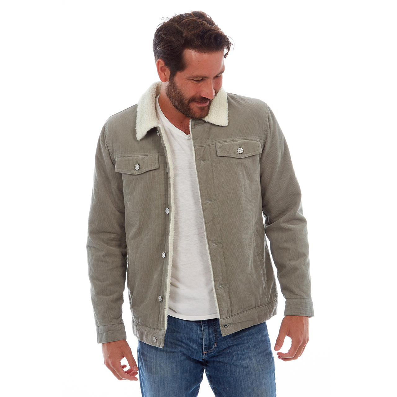 Kolton Corduroy Trucker Jacket - Sherpa Inner & Collar