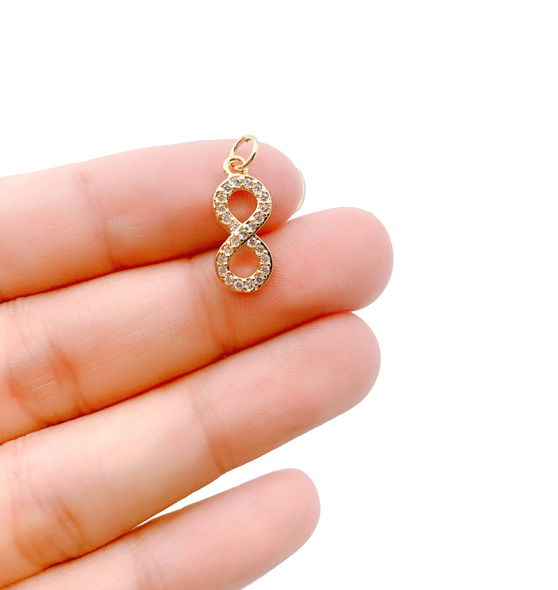 Gold Filled Infinity Charm Pendant CZ Micro Pave