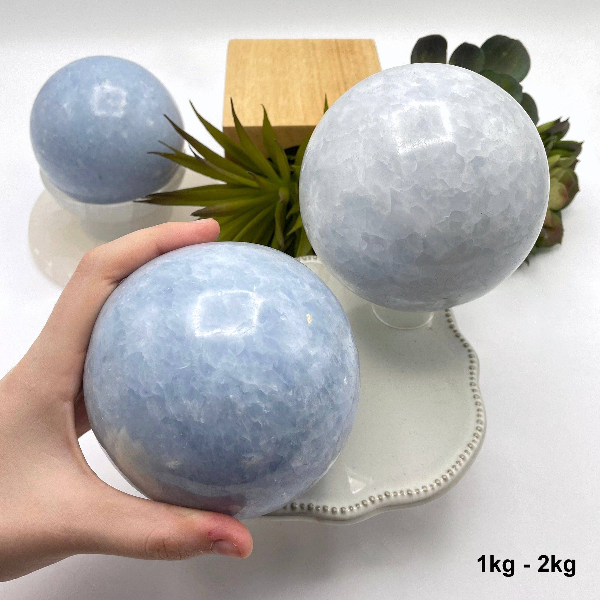 Blue Calcite Polished Spheres - By Weight