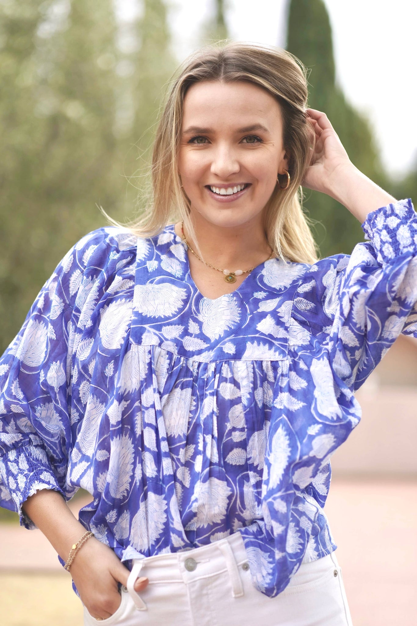 Anjou Top O/S Navy White