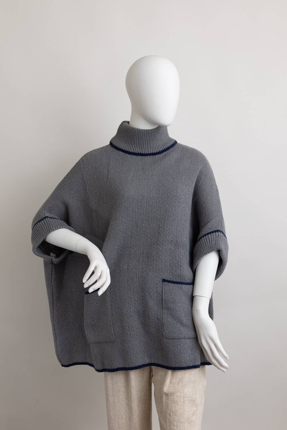 Cozy Turtle Neck Poncho With Arm Holes