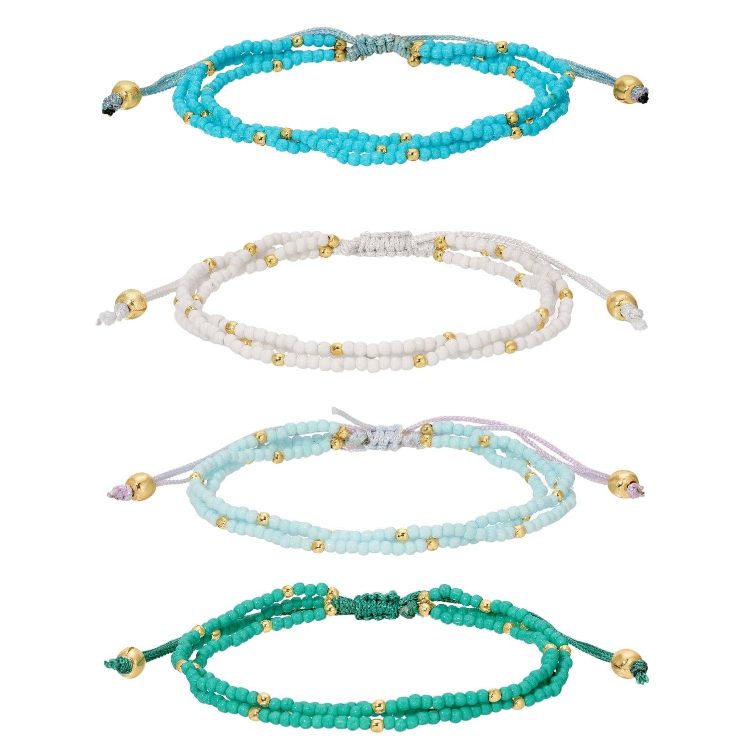 Triple Adustable Seed Bead Bracelets