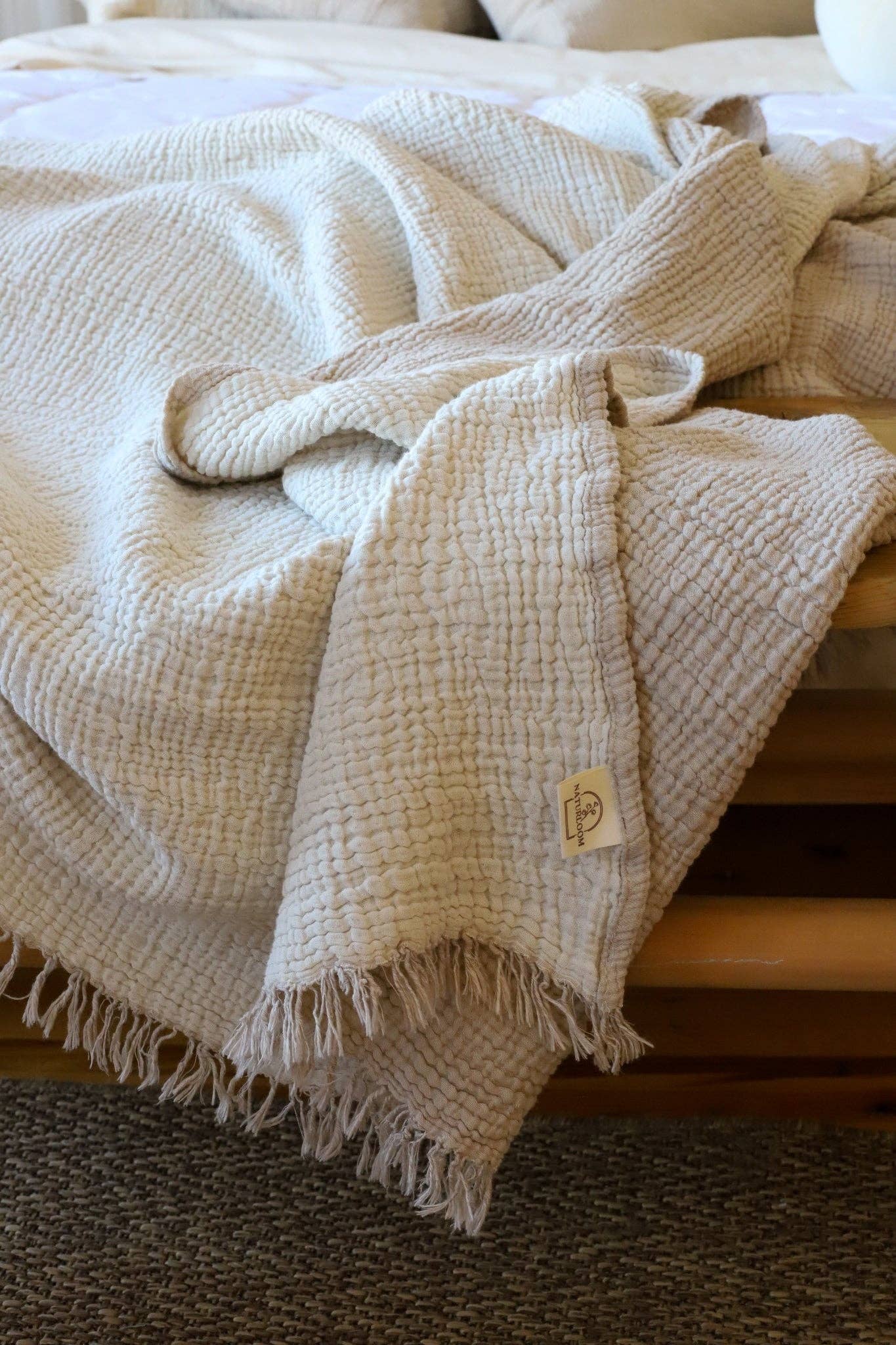 GOTS Certified Organic Muslin Cotton Throw Blanket, Gauze Fabric, Organic Cotton Quilt, Muslin King Bed cover, Boho Throw Blanket, Vizon Color
