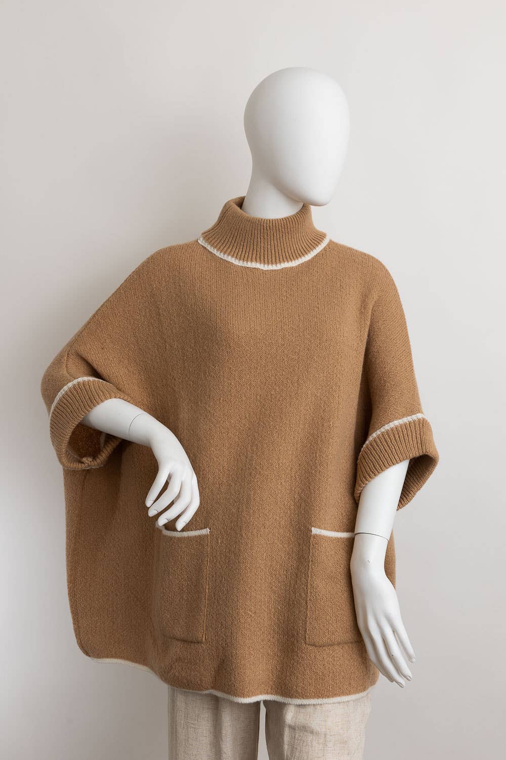 Cozy Turtle Neck Poncho With Arm Holes