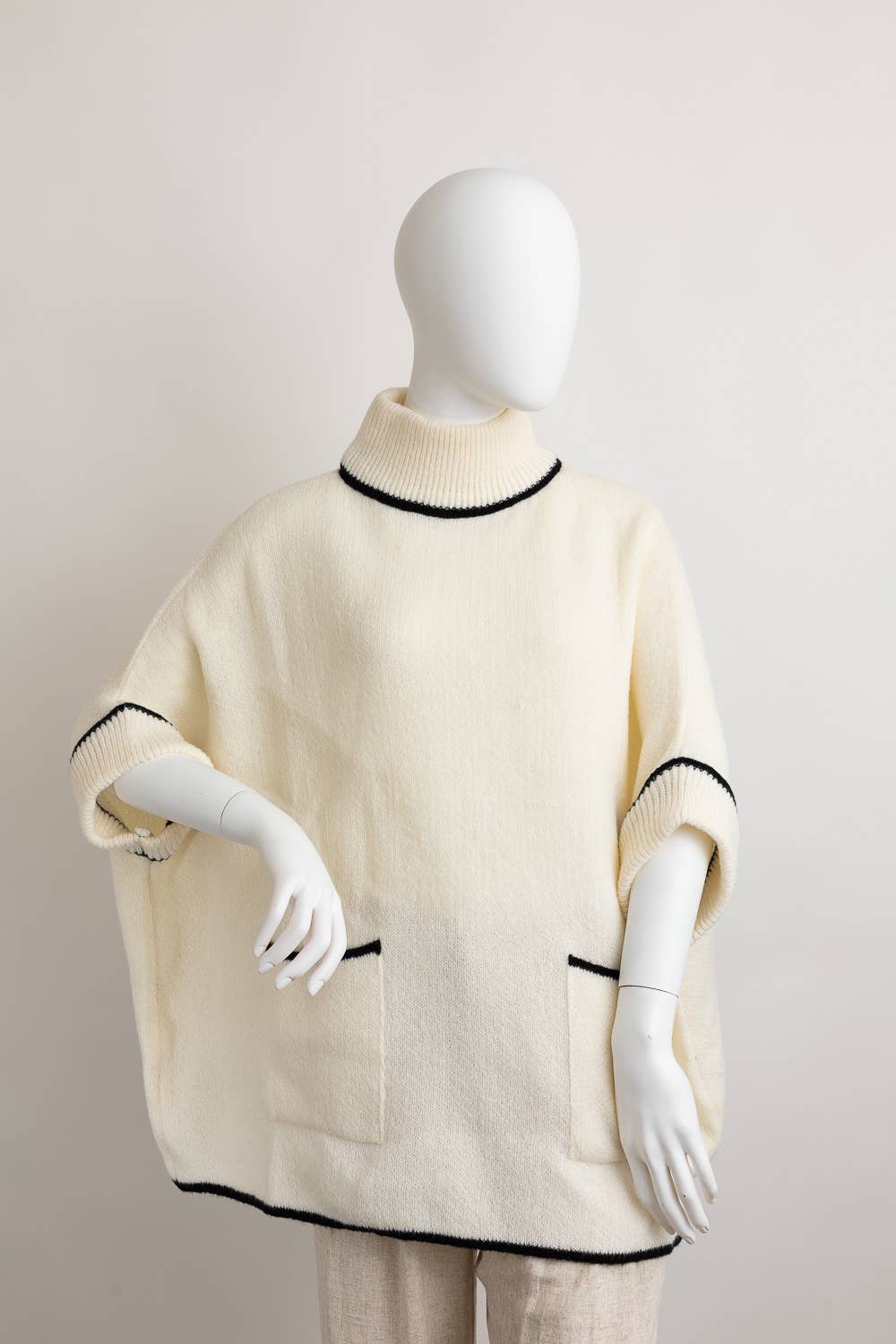 Cozy Turtle Neck Poncho With Arm Holes