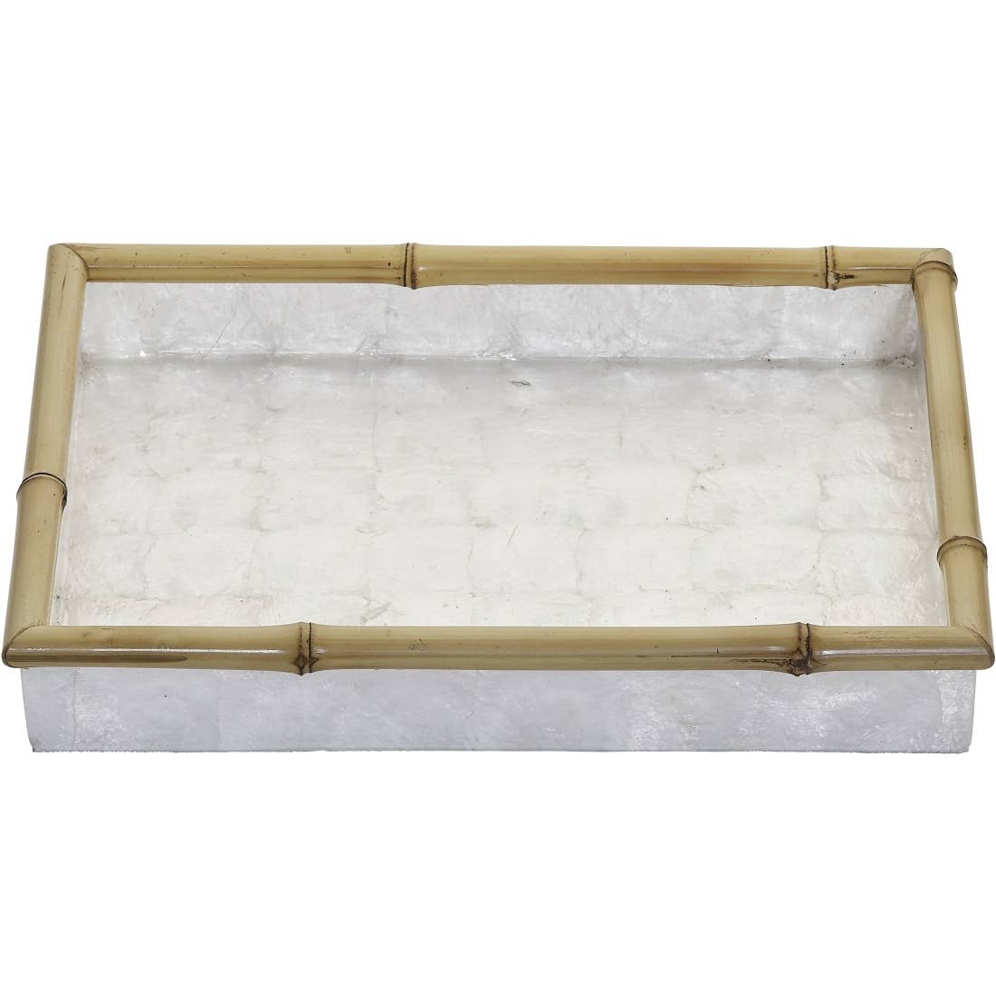 Ivory Capiz Trays with Bamboo Trim