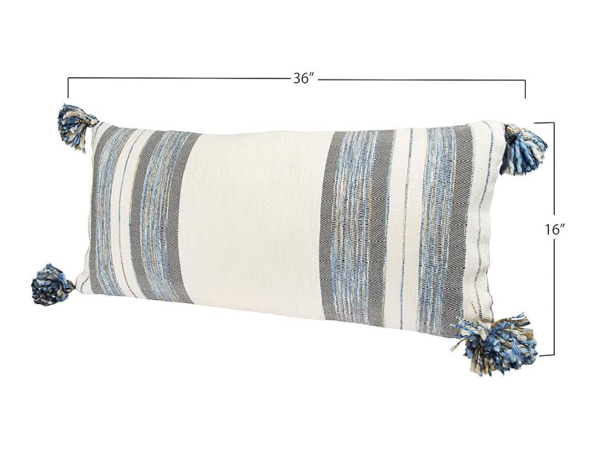 Multi Color Long Lumbar Pillow Tassels