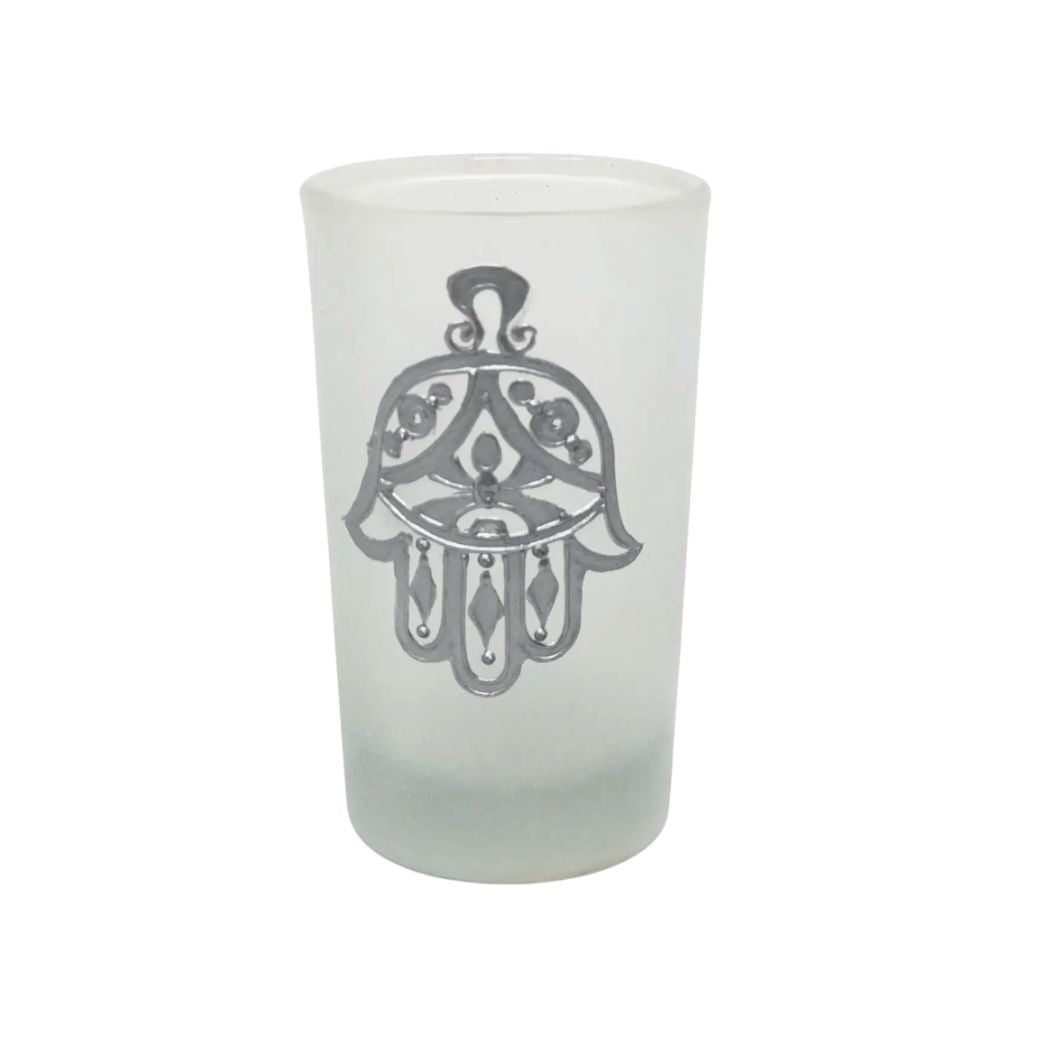 Hand Painted Hamsa Frosted Glasses - Set of 6