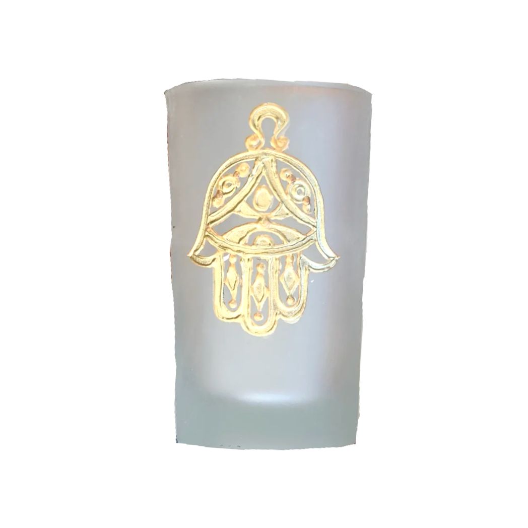 Hand Painted Hamsa Frosted Glasses - Set of 6