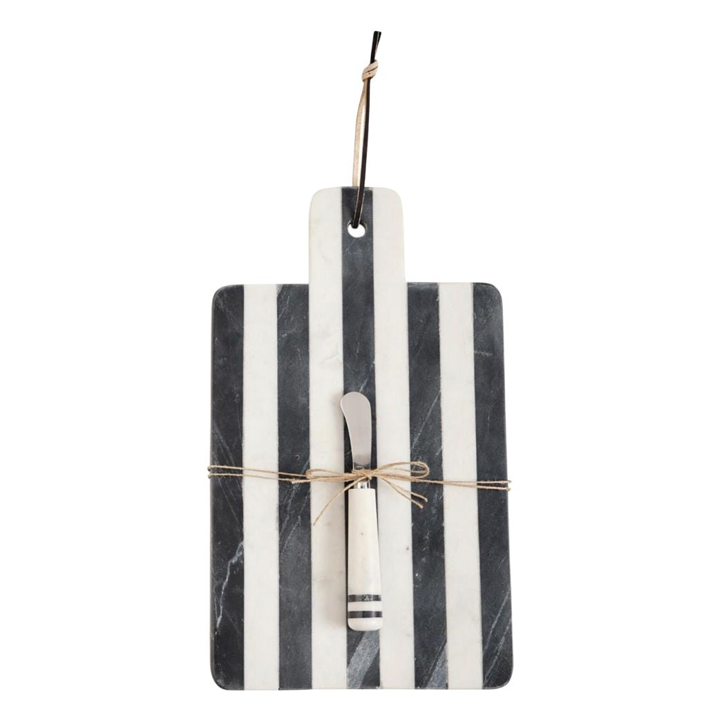 Black and White Striped Marble Board Set