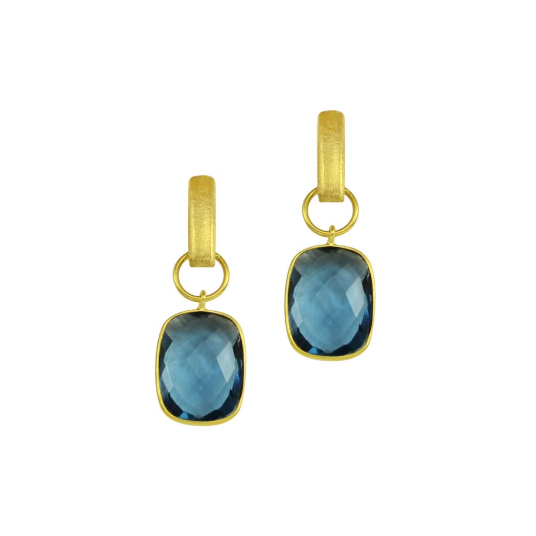 Rectangular Gemstone Gold Drop Earring