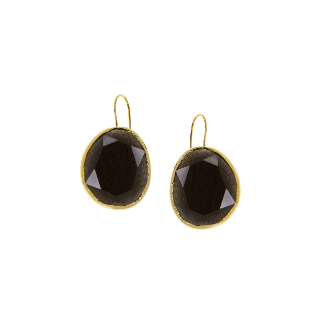 Gold Plated Cat Eye Glass Earrings