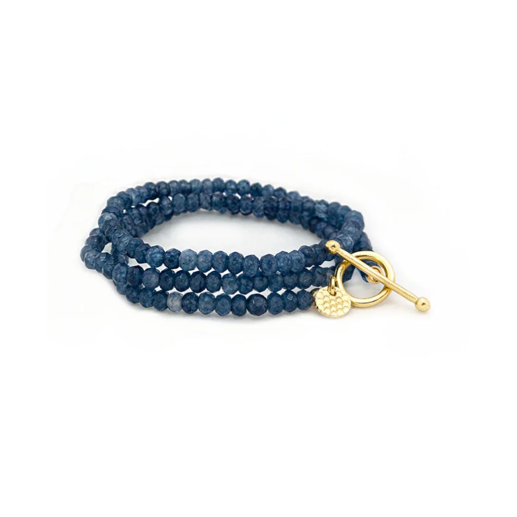 Crystal Beaded Toggle Wrap Bracelet- Available in Navy or Slate