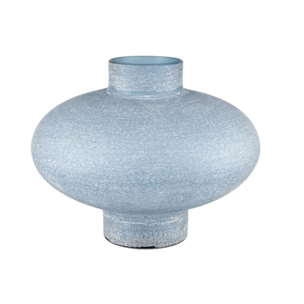 Ice Blue Frosted Glass Vase- 3 Sizes