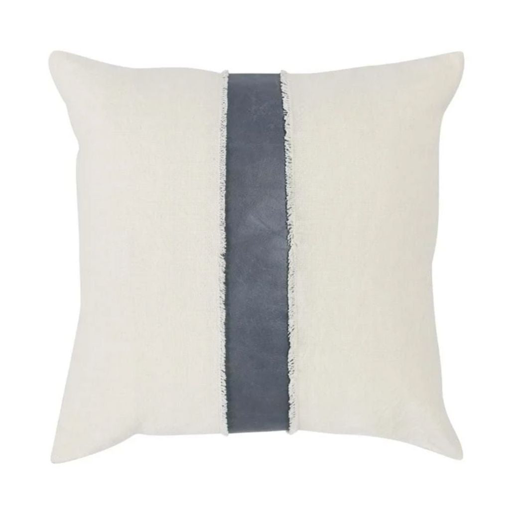 Linen and Leather Stripe Pillow