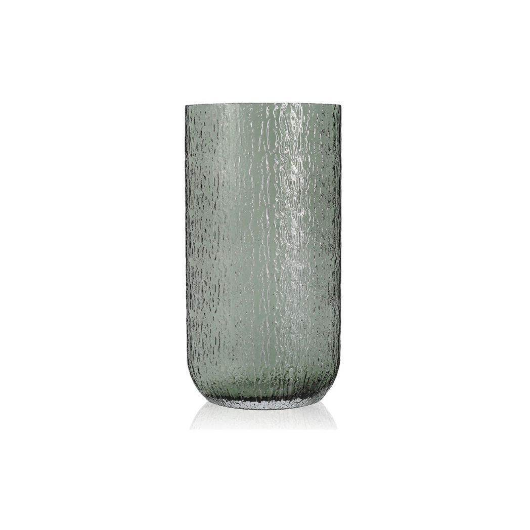 Tall Glass Ribbed Vase