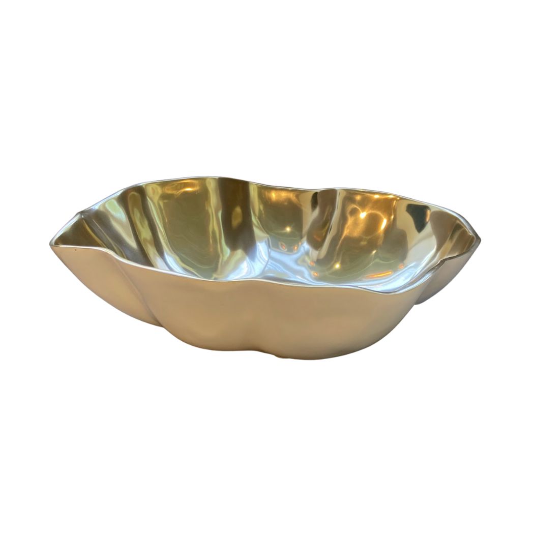 Beatriz Ball White and Gold Outdoor Freeform Bowl