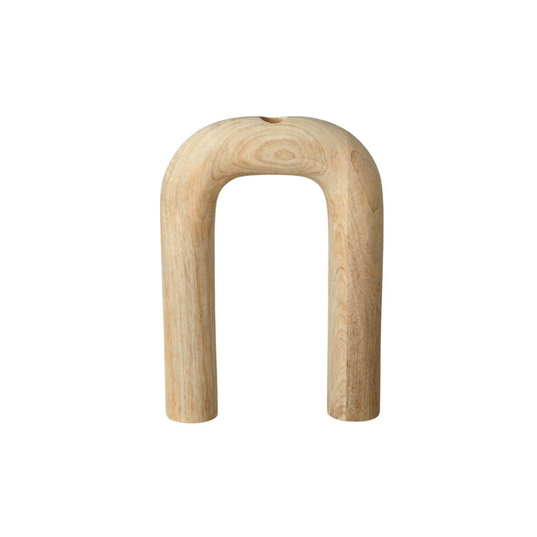 Curved Wood Candlestick Holders- Set of 2