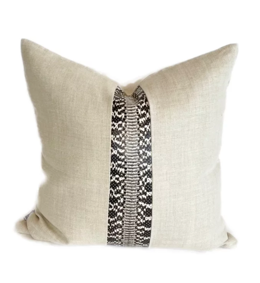 Beige and Black Python Stripe Pillows