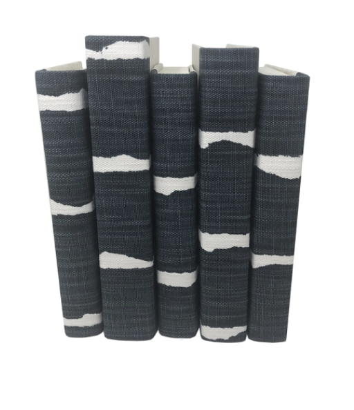 Navy and White Fabric Covered Books