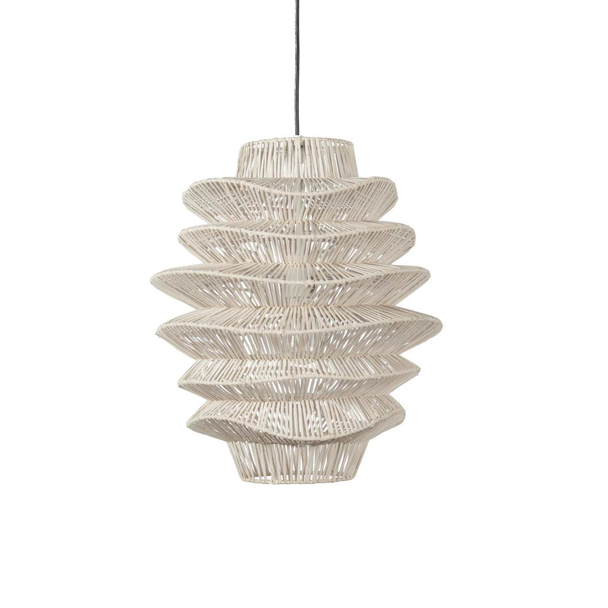 White Rattan Hanging Pendant (Med)