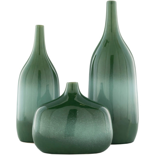 Green Ombre Vases Set of 3